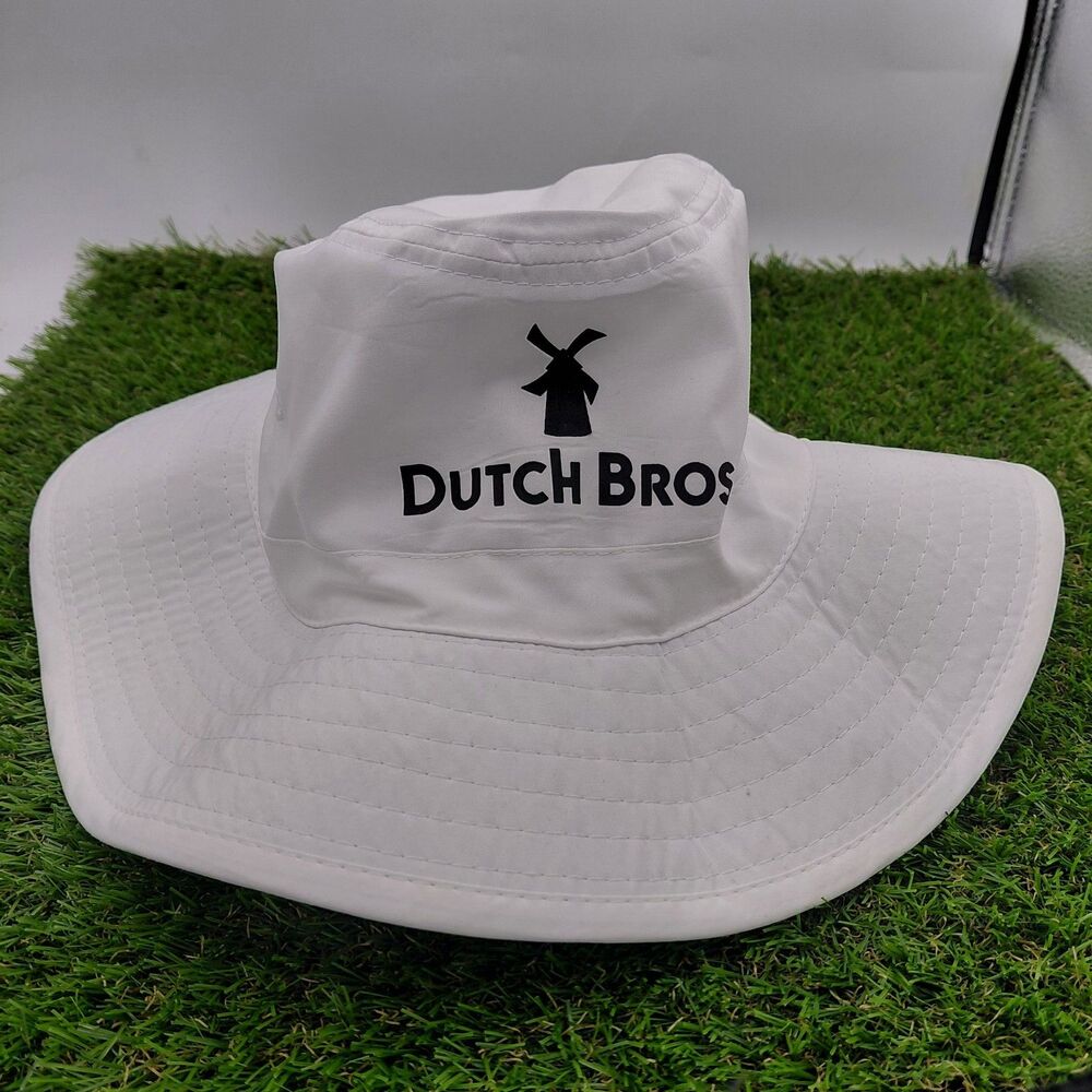 Dutch Bros Coffee Bucket Hat Adult Extra Large White 100% Polyester Camp Outdoor